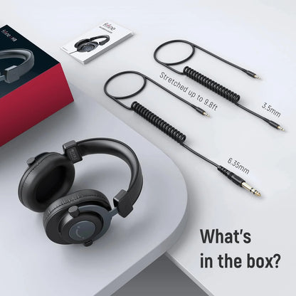 Studio Wired Headphones for DJ, Music Monitor, Recording with 9.8Ft Cable for 3.5Mm/6.35Mm, over Ear, Noise Cancelling for Podcast, Streaming-H8