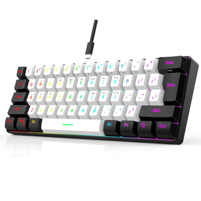 60% Wired Game Keyboard, RGB Backlit Ultra-Small Keyboard, Waterproof Portable, Computer/Mac Game Keyboard