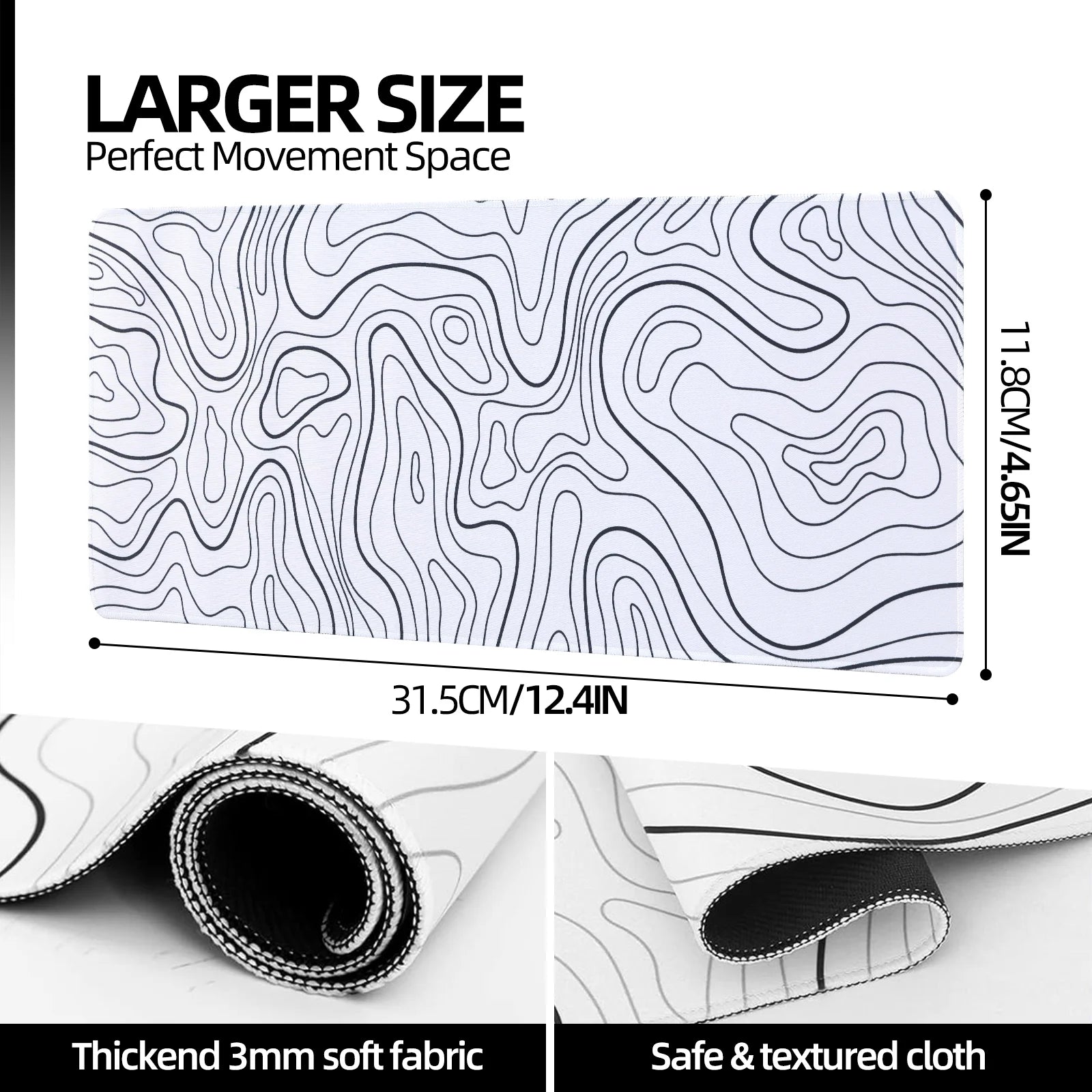 Mouse Pad Gaming Mousepad 31.5 X 11.8 X0.12In Large Mouse Pad for Keyboard and Mouse with Anti-Slip Rubber Base, Keyboard Pad XL Mouse Mat for Home and Office(White)