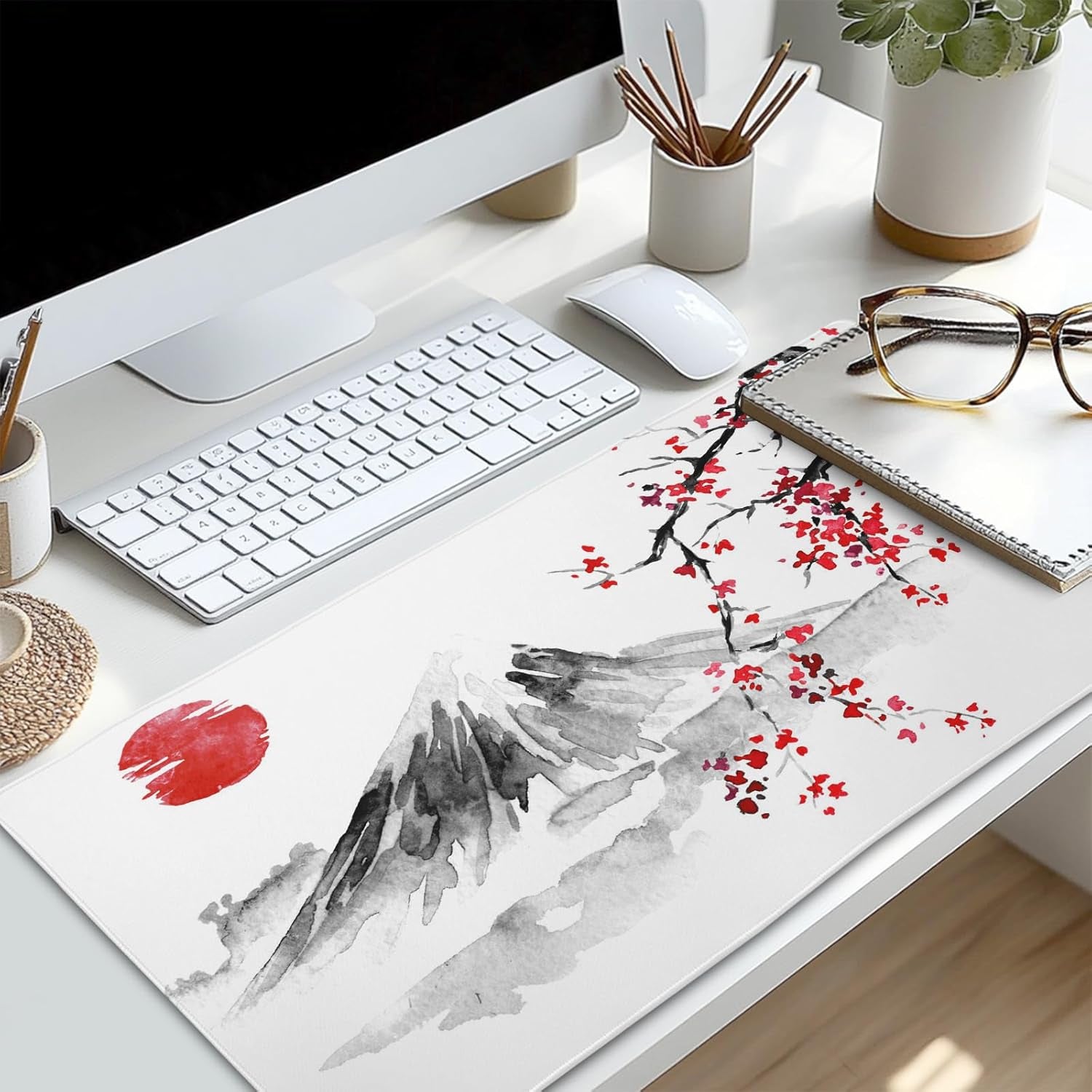 Cherry Blossom Sakura Gaming Mouse Pad 35.4×15.7Inch with Stitched Edges Extended Waterproof Desk Pads Non-Slip Rubber Base Large Keyboard Mat Computer Gaming Mousepad for Work/Office/Home (Eight)