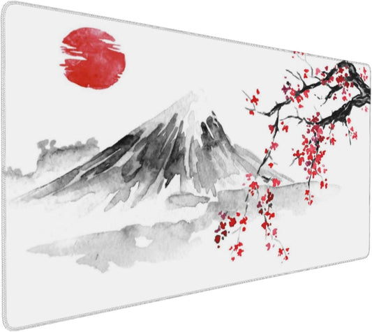 Cherry Blossom Sakura Gaming Mouse Pad 35.4×15.7Inch with Stitched Edges Extended Waterproof Desk Pads Non-Slip Rubber Base Large Keyboard Mat Computer Gaming Mousepad for Work/Office/Home (Eight)
